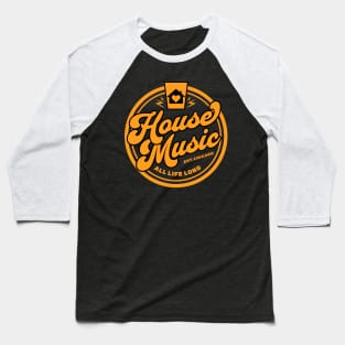 HOUSE MUSIC  - Circle Heart House Logo (Orange) Baseball T-Shirt